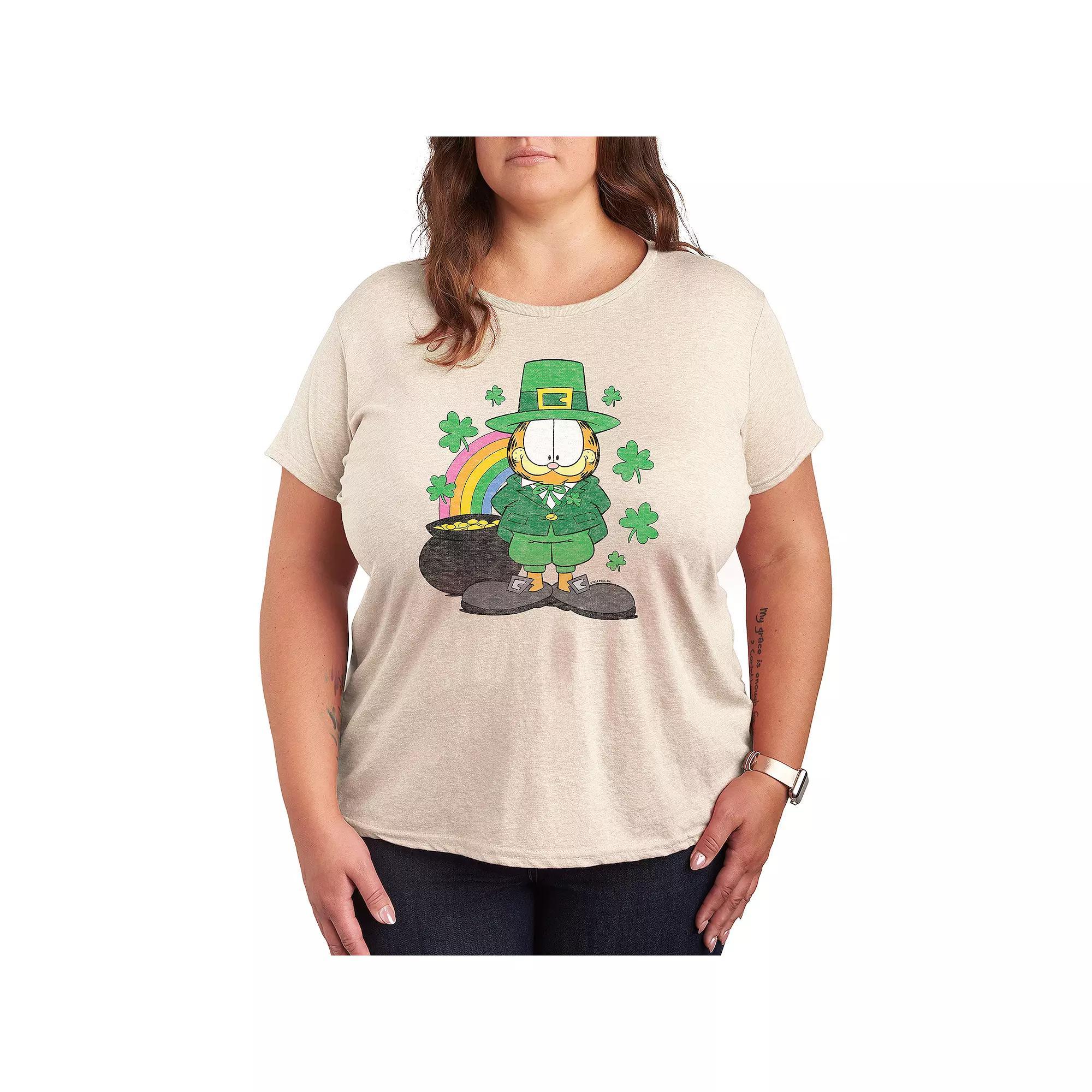 Plus Garfield Rainbow Shamrocks Graphic Tee, Womens Product Image