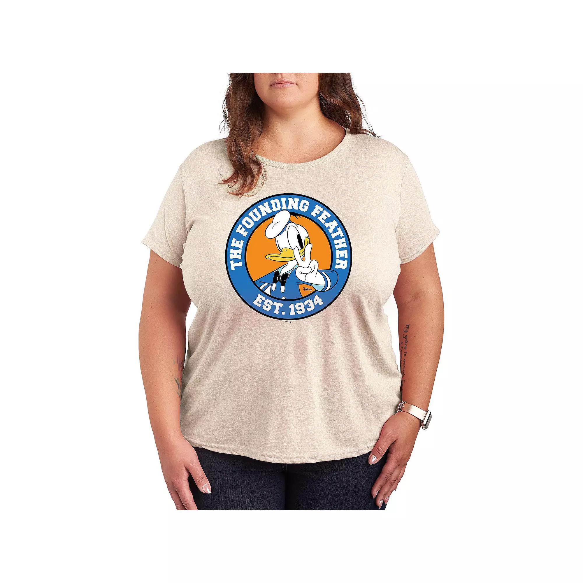 Disneys Donald Duck Plus The Founding Feather Graphic Tee, Womens Grey Gray Product Image
