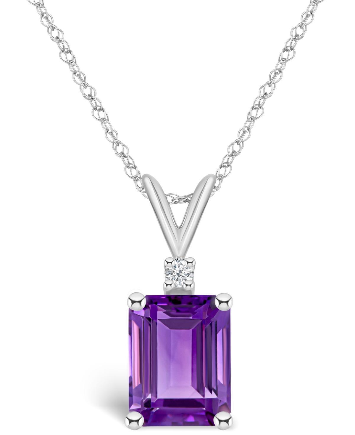 Celebration Gems 14k White Gold Gemstone & Diamond Accent Pendant Necklace, Women's, Size: 18", Purple Product Image
