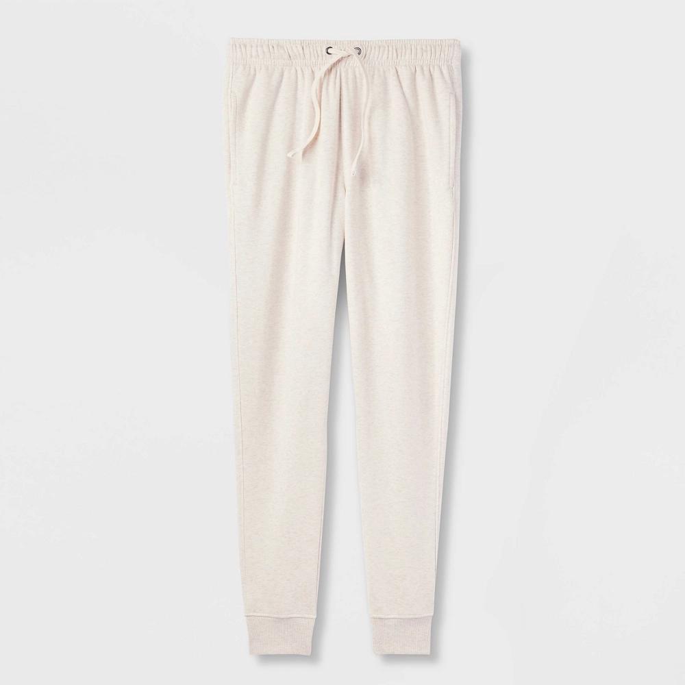Men's Fleece Jogger Pants - Goodfellow & Co™ Oatmeal S: Midweight Cotton Blend, Adjustable Waistband, Tapered Leg, 29.5" Inseam Product Image