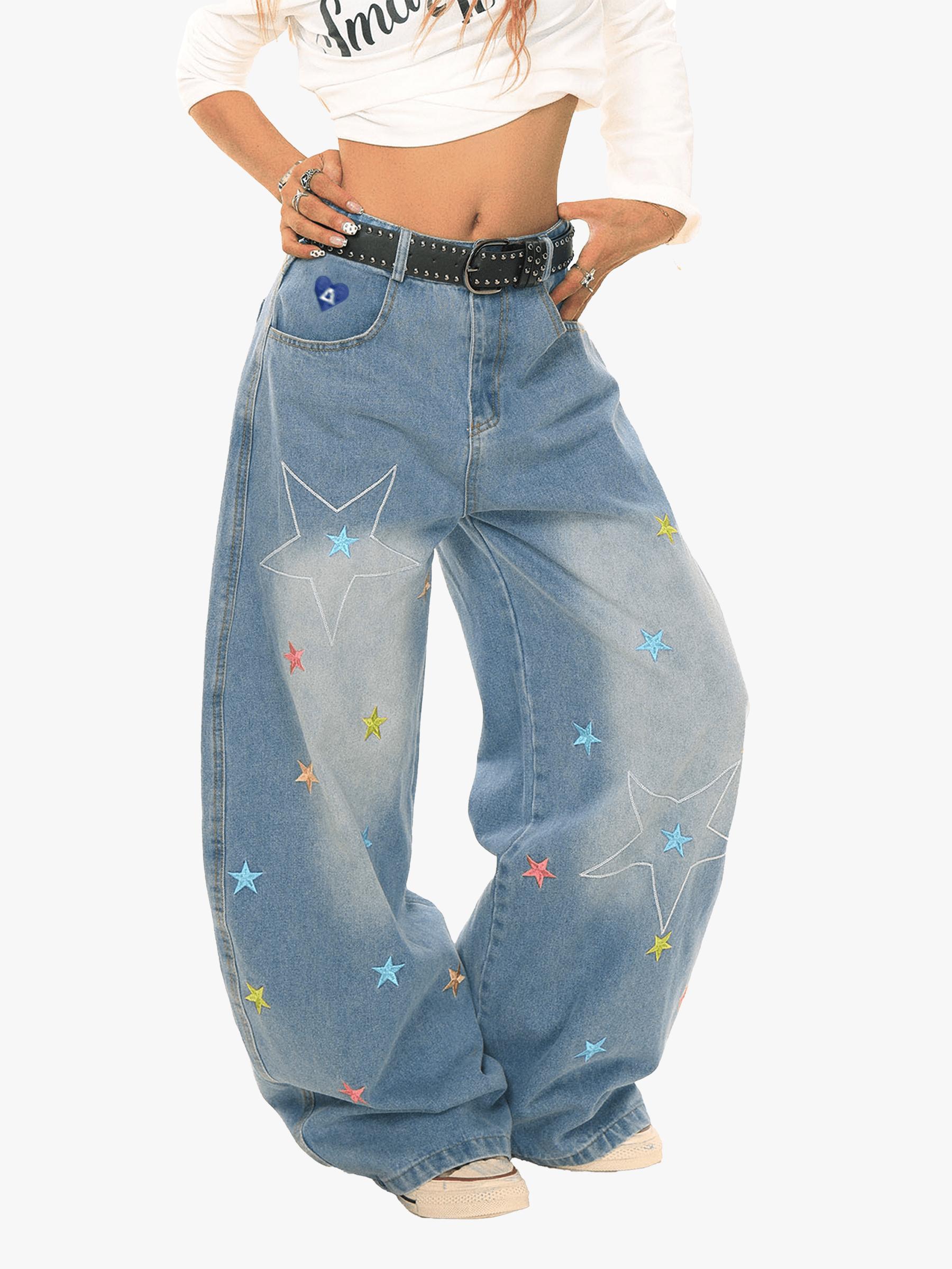 [Pre-Order] Aelfric Eden Stars Embroidery Baggy Barrel Jeans Product Image