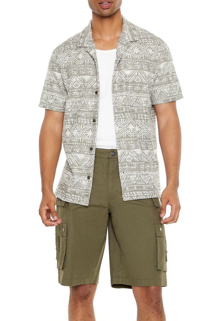 Geo Print Cuban-Collar Shirt | Forever 21 Product Image