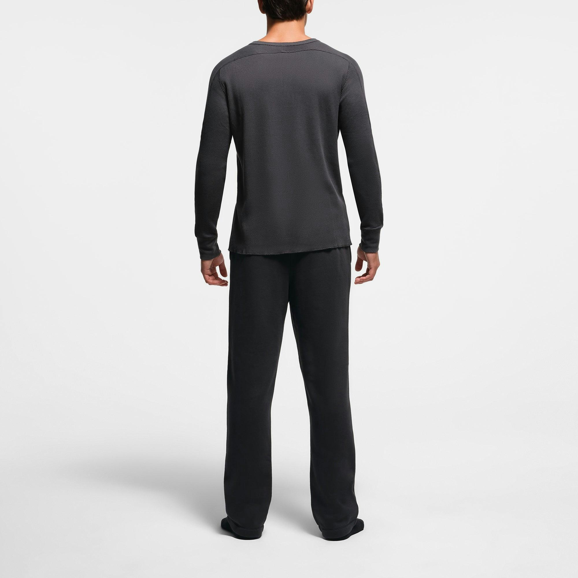 WAFFLE MENS SLIM LONG SLEEVE HENLEY | ASH Product Image