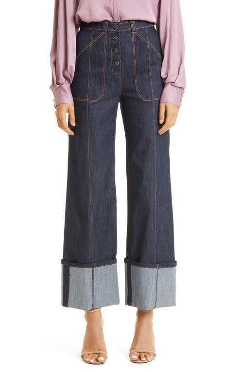 Benji Cuffed Ankle Topstitched Denim Pants Product Image