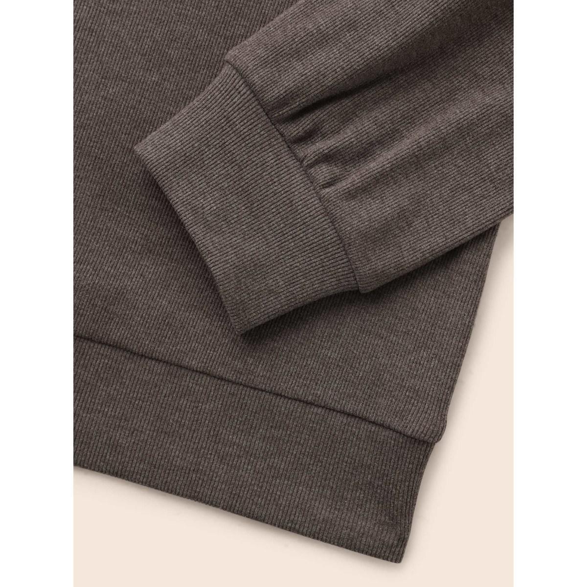Plus Size Airy Cozy Drop Shoulder T-shirt DarkBrown Women Casual Texture Round Neck Everyday T-shirts BloomChic 26/4X Product Image