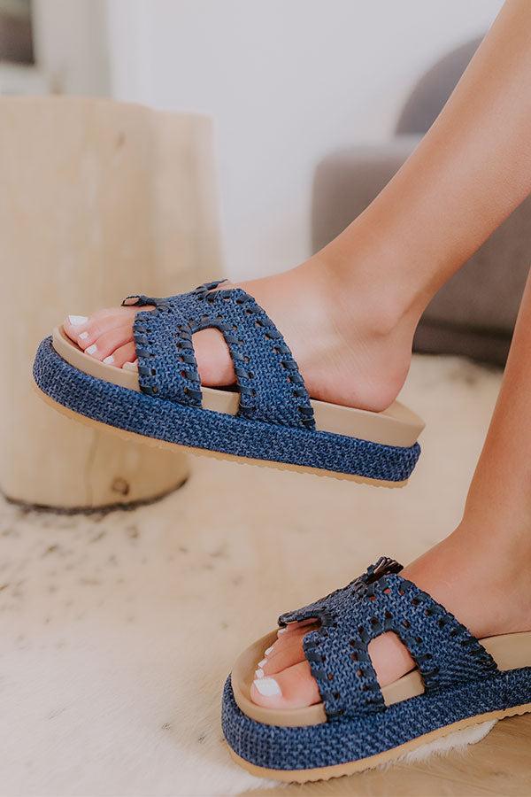 The Hailey Woven Sandal in Navy Product Image