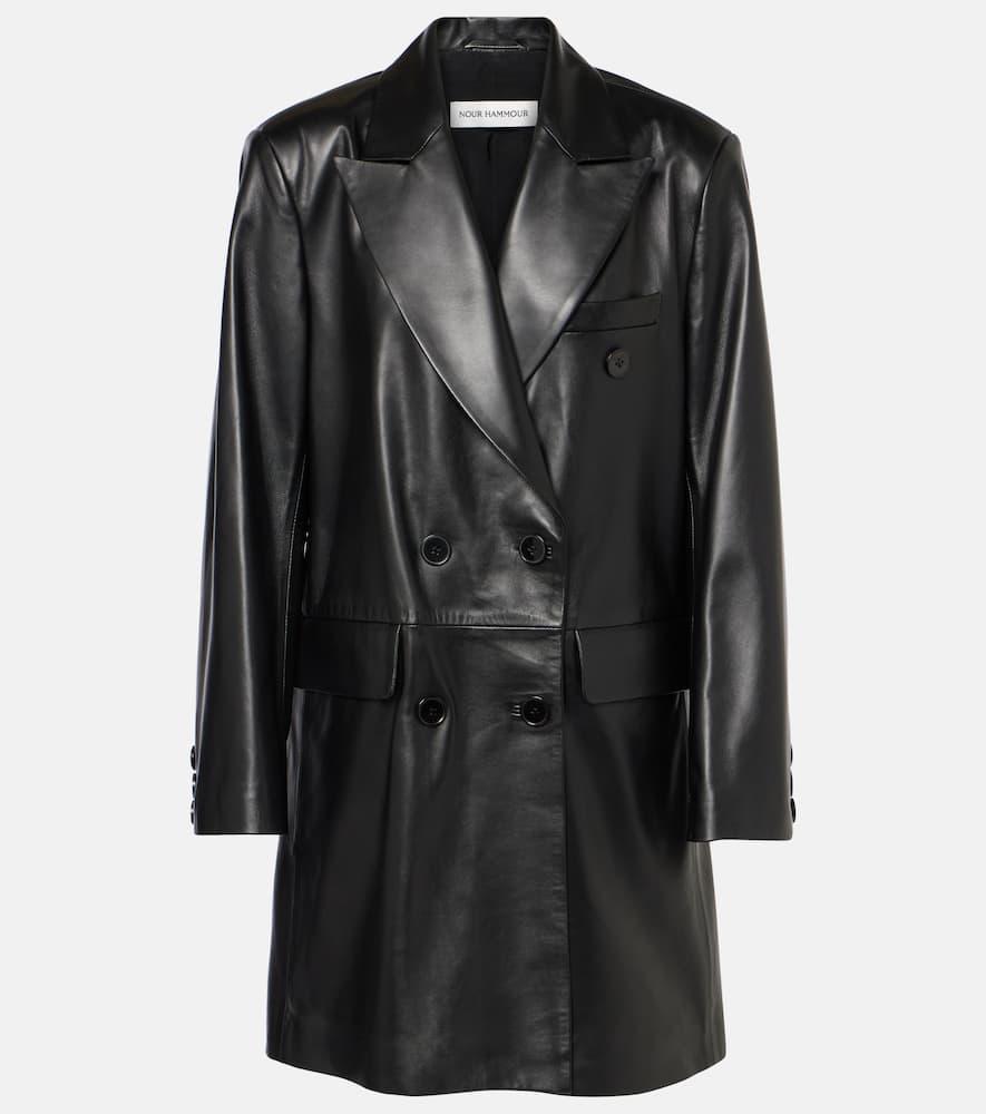 NOUR HAMMOUR Edie Leather Biker Jacket In Schwarz Product Image