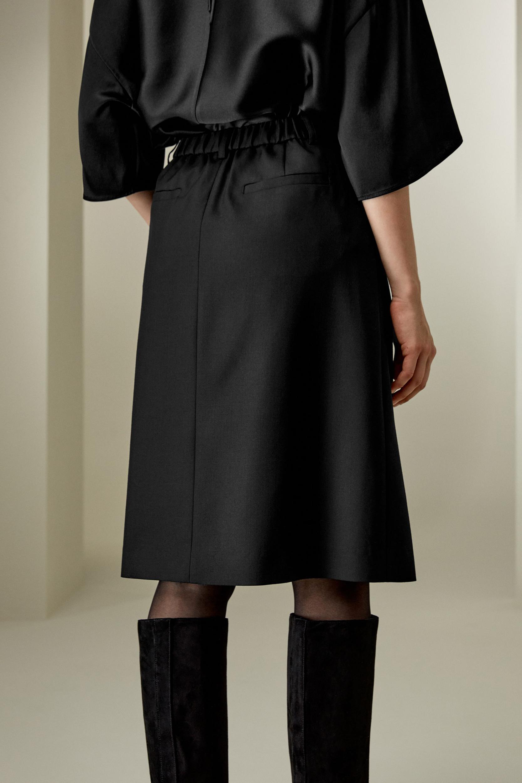 A-Line Wool Silk Blend Skirt Product Image
