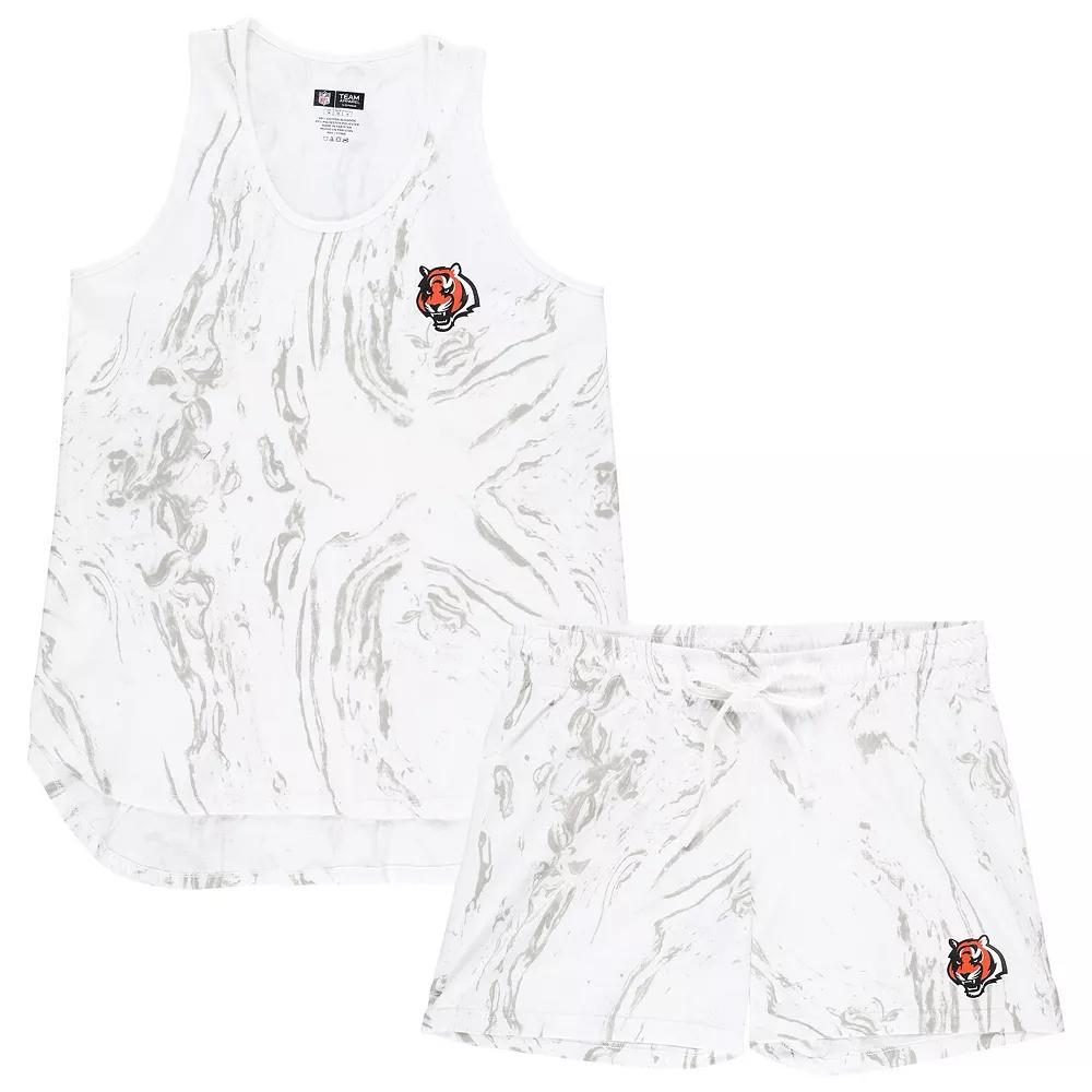 Women's Concepts Sport White Cincinnati Bengals Plus Size Quartz Tank Top & Shorts Set, Size: 2XL Product Image