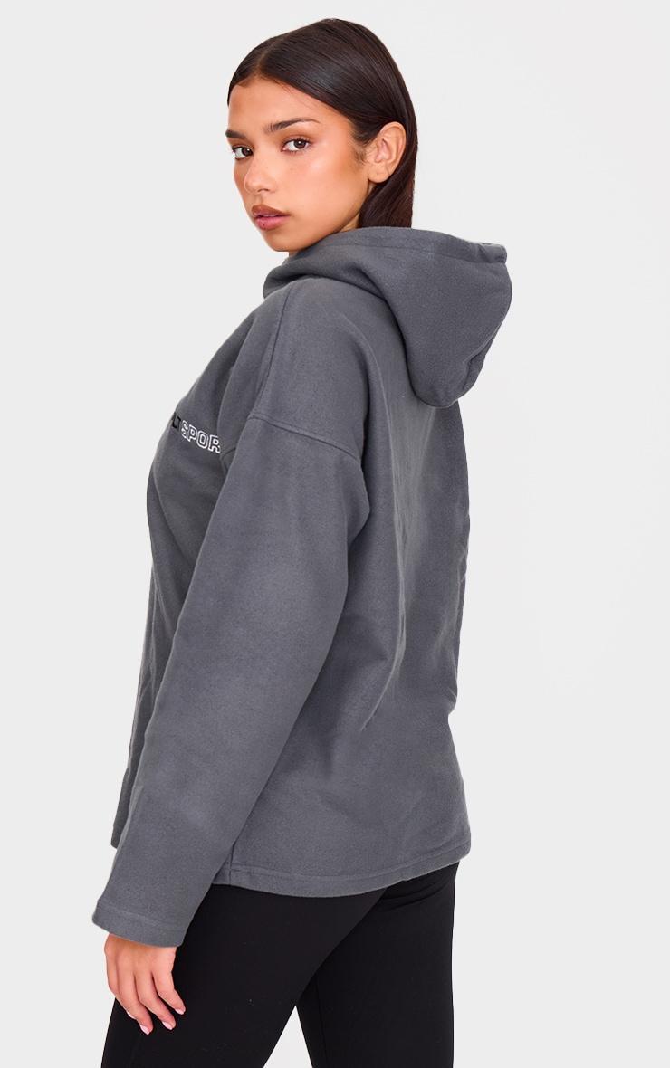 PRETTYLITTLETHING Charcoal Half Zip Hooded Fleece Product Image