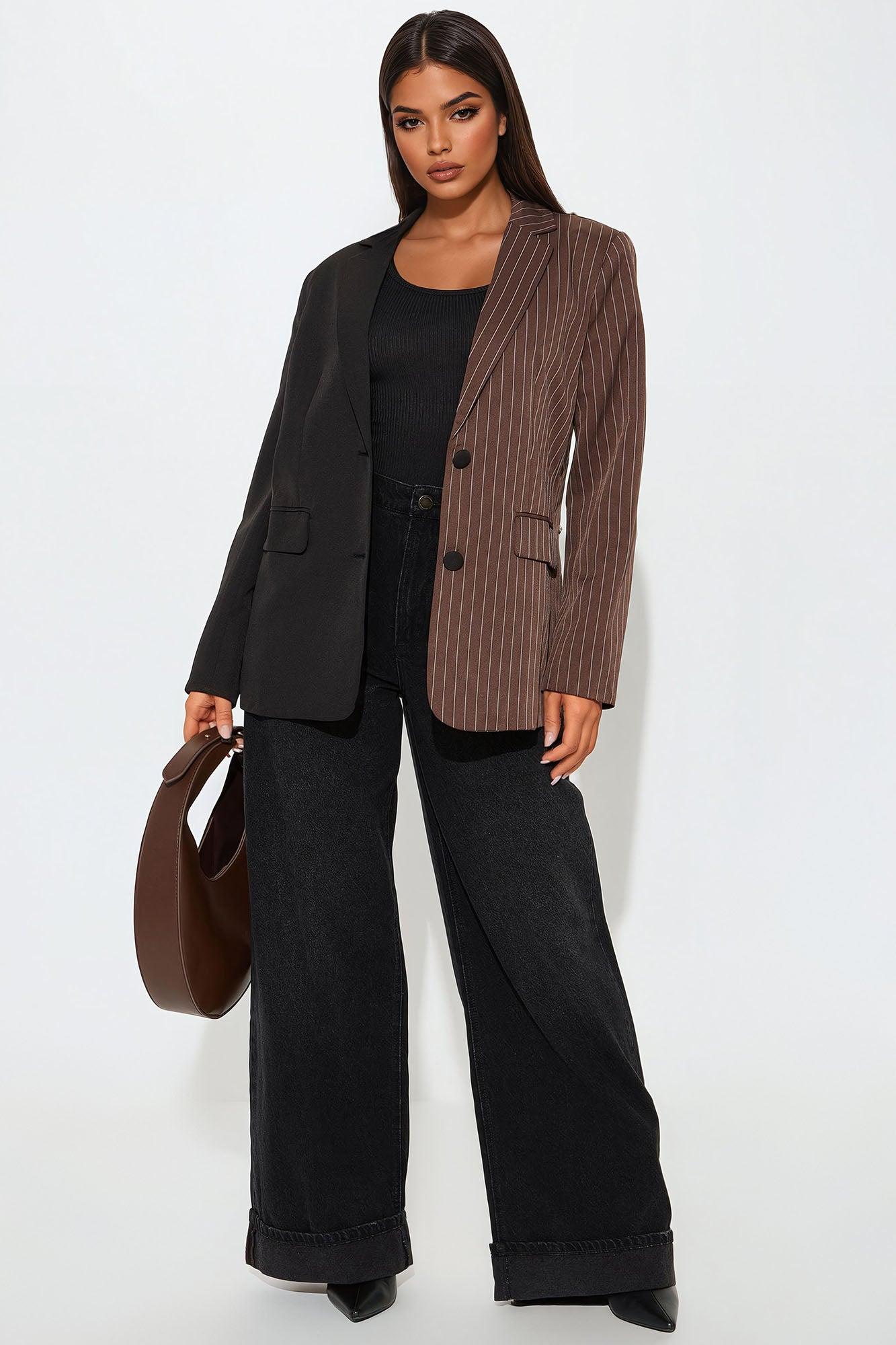 Business Babe Colorblock Blazer - Brown/combo Product Image