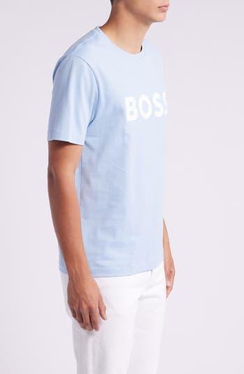 HUGO BOSS Boss Tiburt Logo Graphic T-shirt In Light Blue Product Image