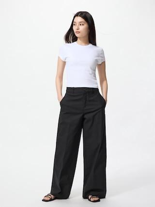 Womens Wide Chino Pants Black XS UNIQLO US Product Image