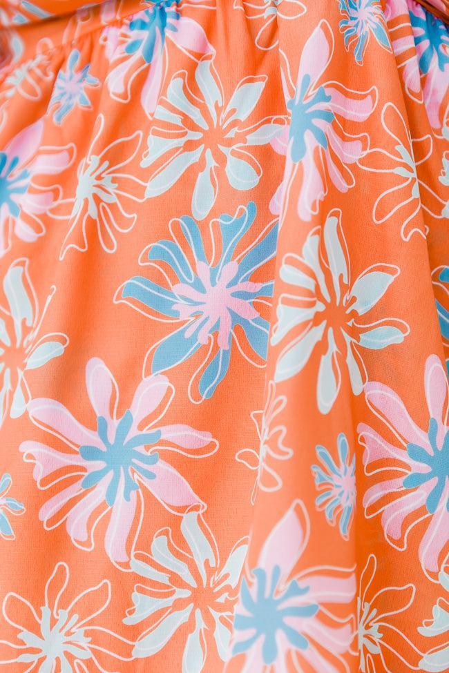 Morning Mimosas Bright Orange Floral Mini Dress FINAL SALE Product Image
