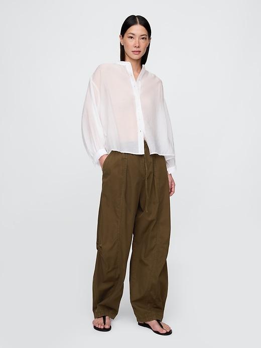 Sheer Button-Front Shirt Product Image