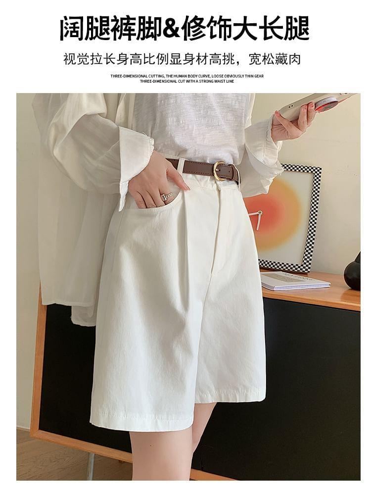 High Waist Plain Shorts Product Image