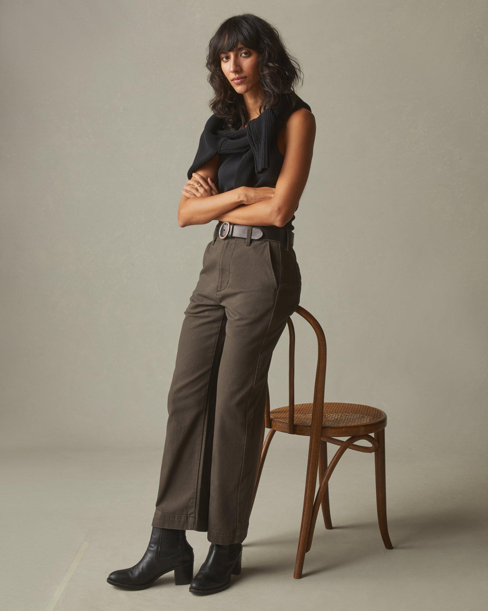 Women's Wide Leg Pant - Dark Coffee Product Image