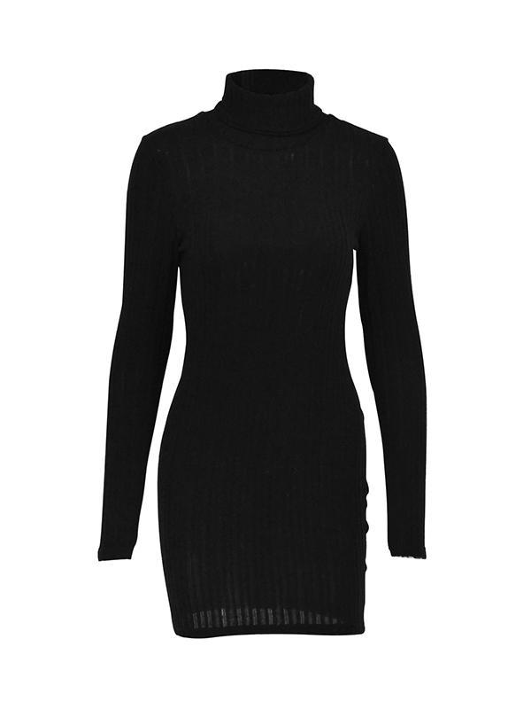 Bodycon High Waisted Solid Color High Neck Mini Dresses Product Image