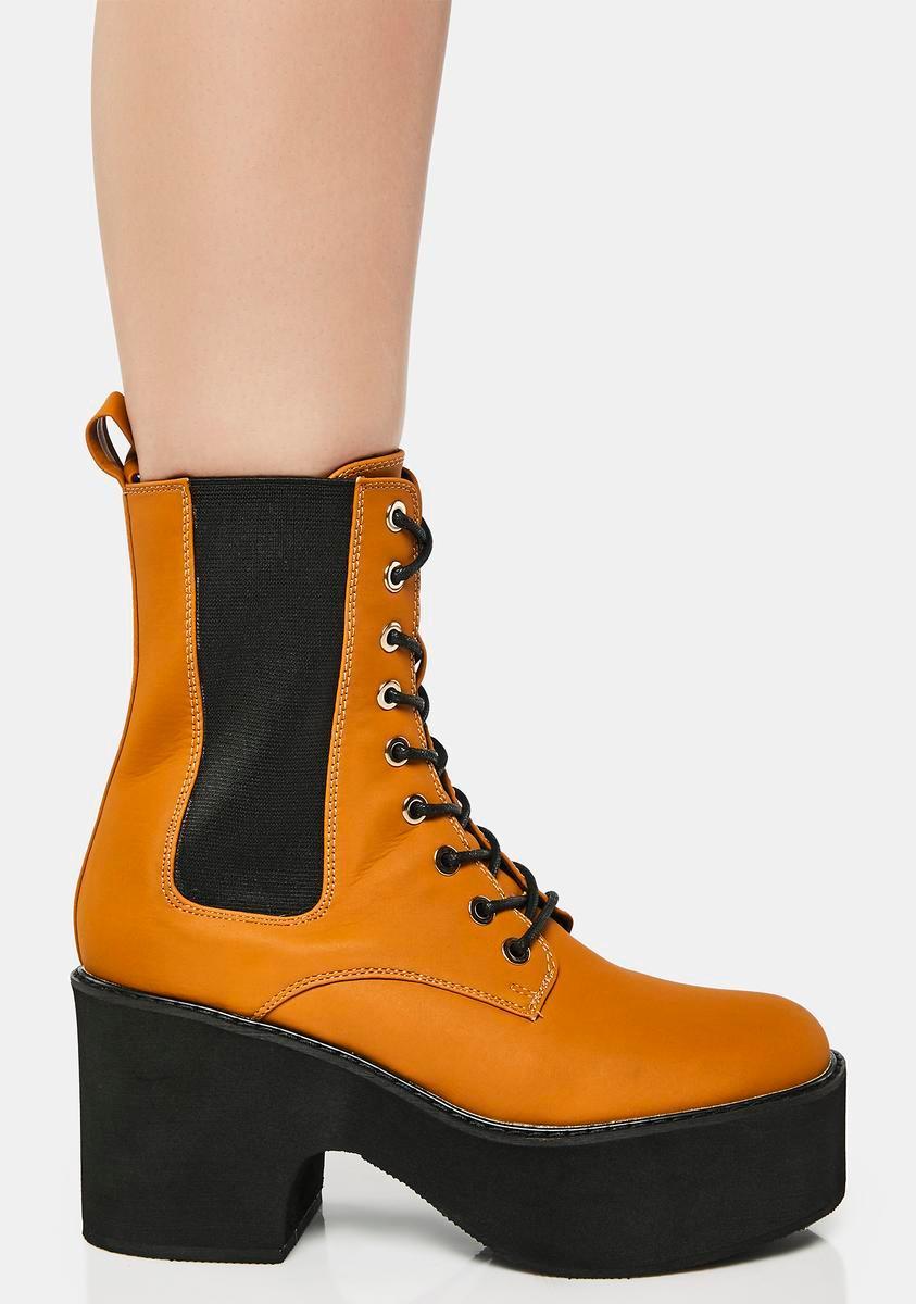 Camel Ruben Platform Combat Boots Product Image