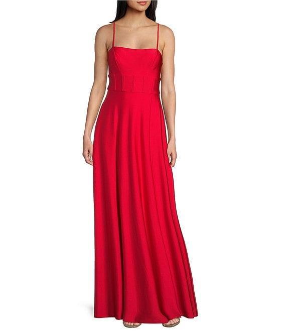 City Vibe Spaghetti Strap Straight Neck Corset A-Line Dress Product Image