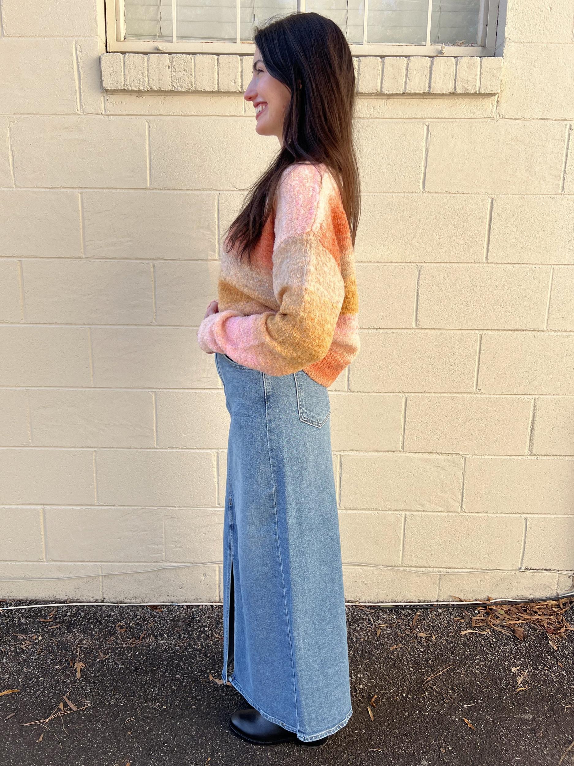 Taylor Denim Midi Skirt Product Image