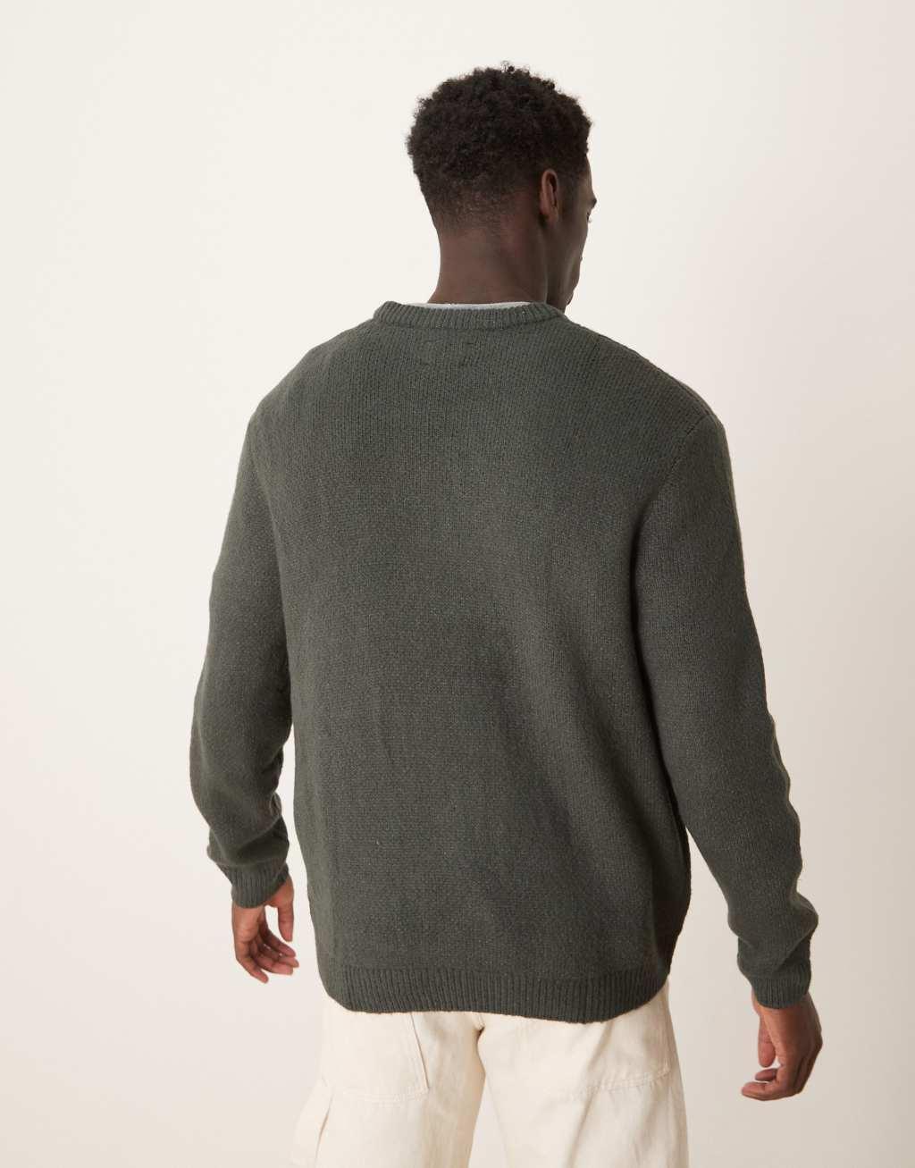 ASOS DESIGN oversized brushed knit sweater in charcoal Product Image