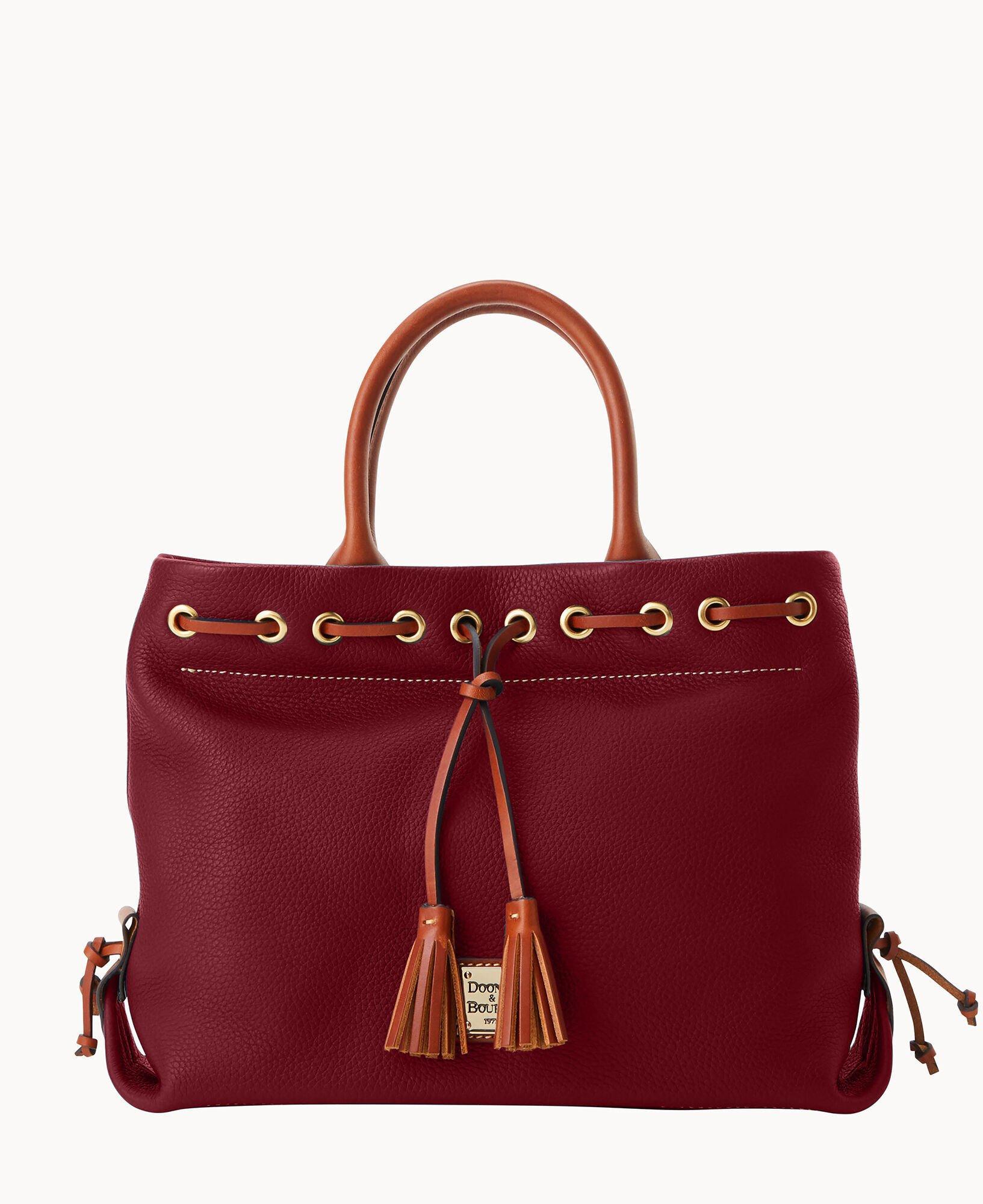 Dooney & Bourke Womens Pebble Grain Tassel Leather Tote Shopping Bag in Bordeaux Product Image