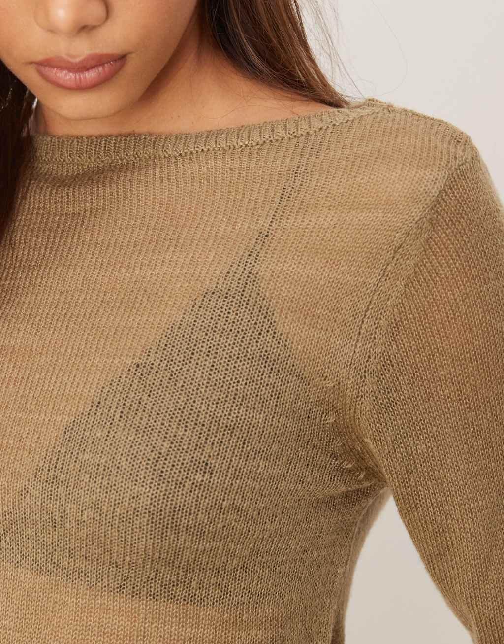 ASOS DESIGN crew neck sweater in loose knit in mocha Product Image