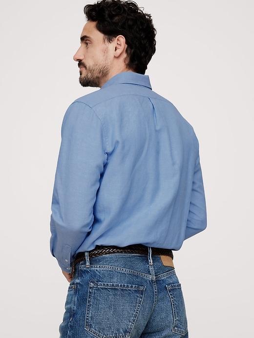 Standard-Fit Linen-Cotton Pique Shirt Product Image