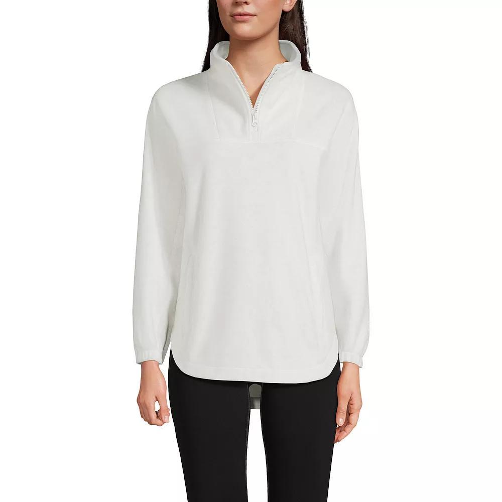 Women's Lands' End Luxe Fleece 1/4-Zip Pullover Sweatshirt, Size: Large, Bright Gray Grey Product Image