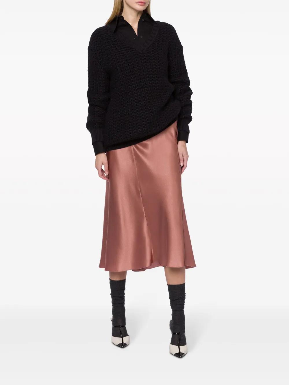 ALBERTA FERRETTI Chunky-knit V-neck Jumper In Black Product Image