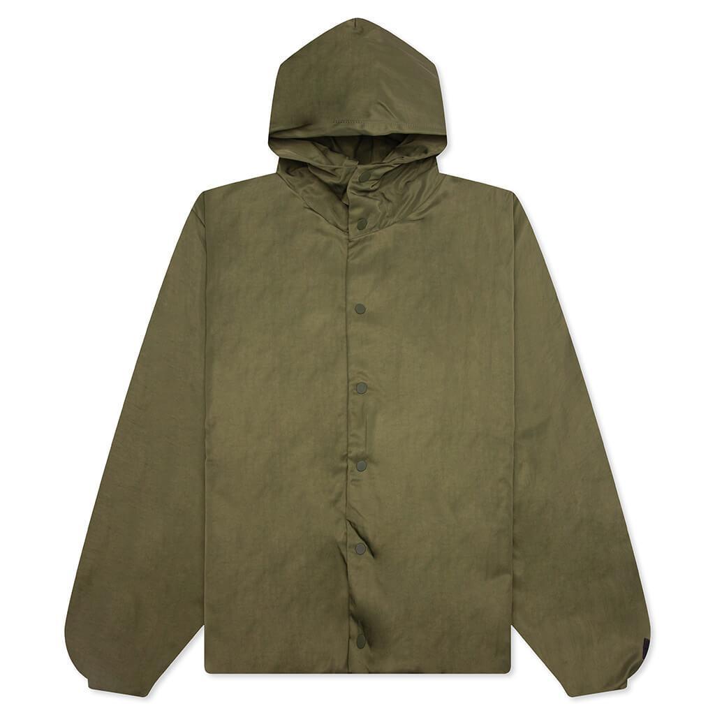 Textured Nylon Hooded Coaches Jacket - Military Male Product Image