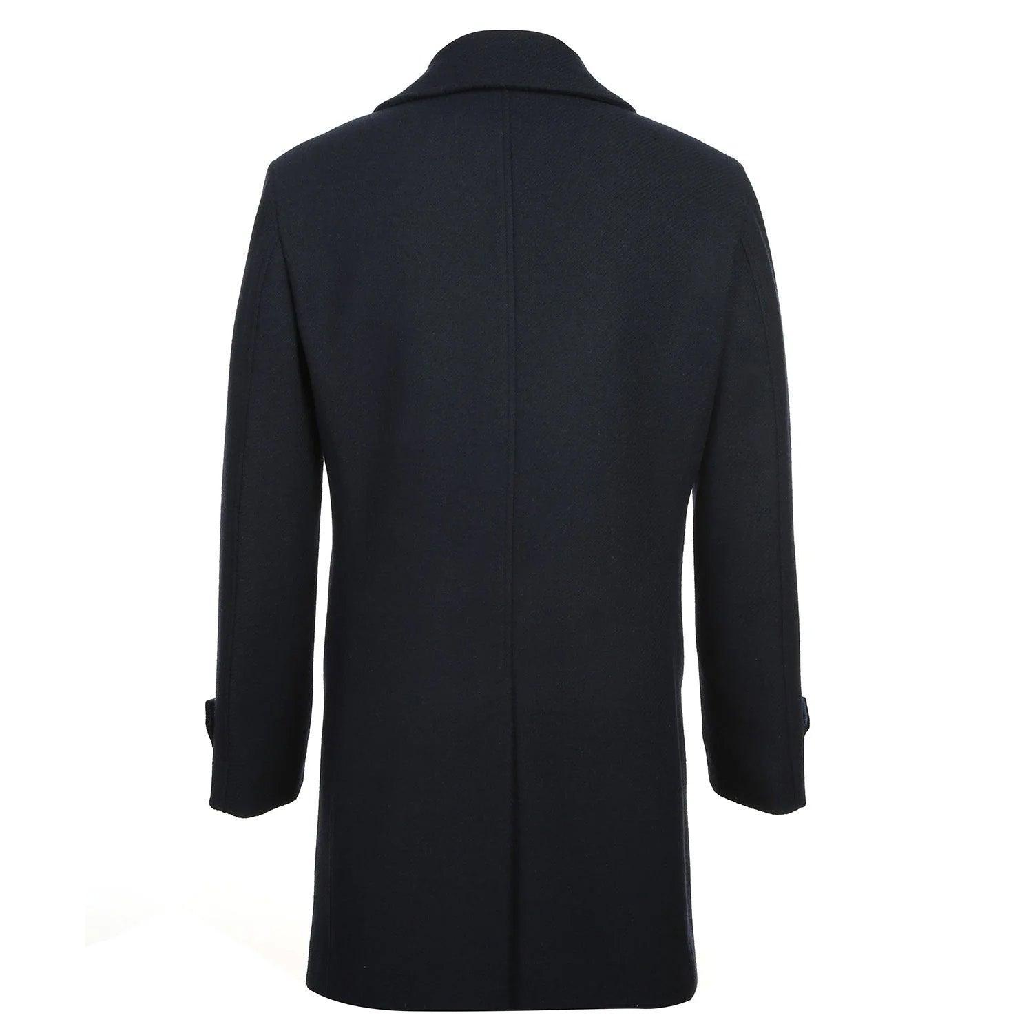 English Laundry Navy Slim Fit Wool Blend Long Overcoat Product Image