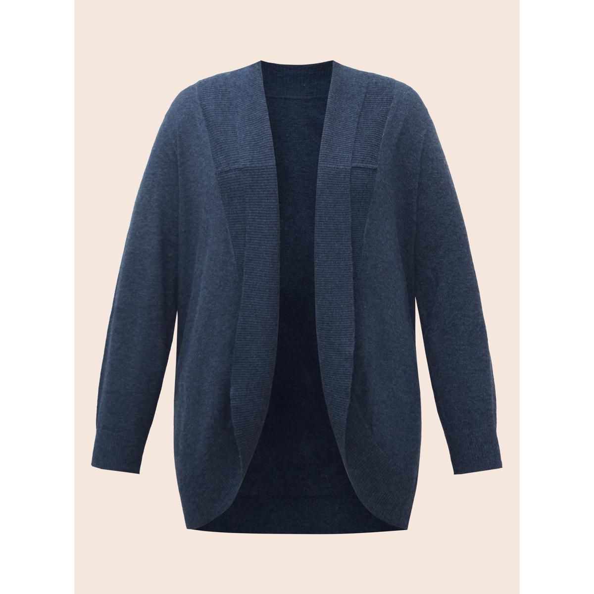 Plus Size Supersoft Essentials Textured Lapel Collar Cardigan Midnight Women Casual Loose Long Sleeve Everyday Cardigans BloomChic 12/L Product Image