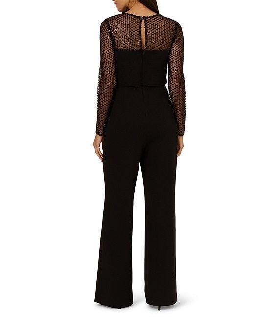 Adrianna by Adrianna Papell Crepe Knit Wide Leg Sequin Panel Jumpsuit Product Image