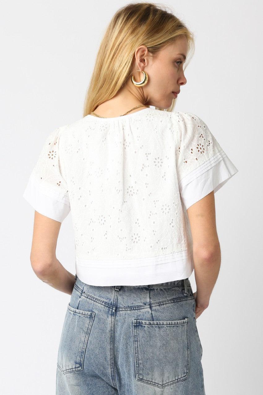 Toni Eyelet Floral Top | White Product Image