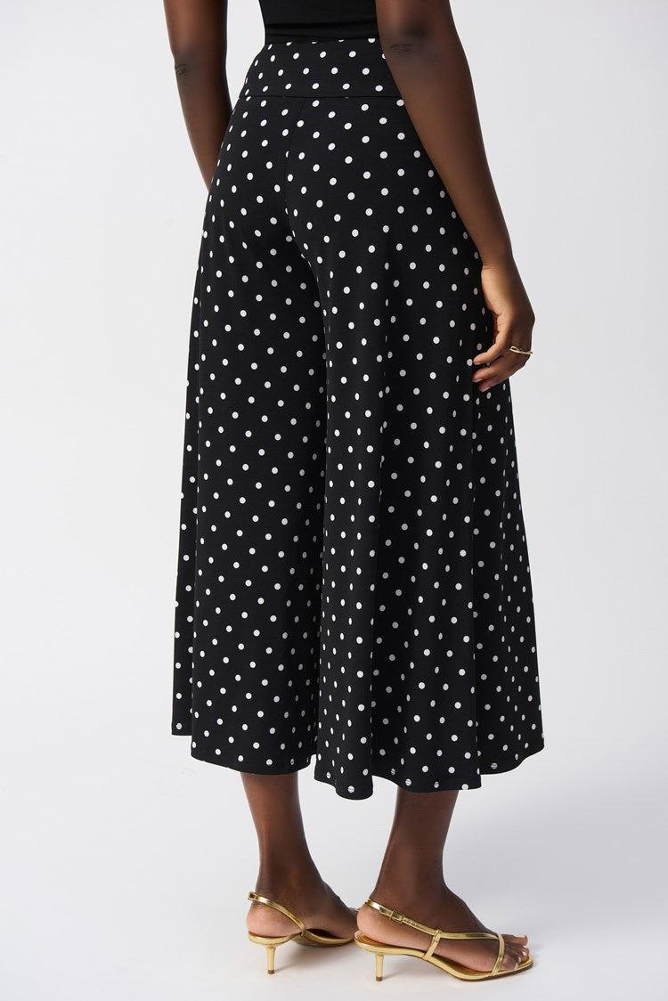 Silky Knit Dot Print Pull-On Culotte Pants Product Image
