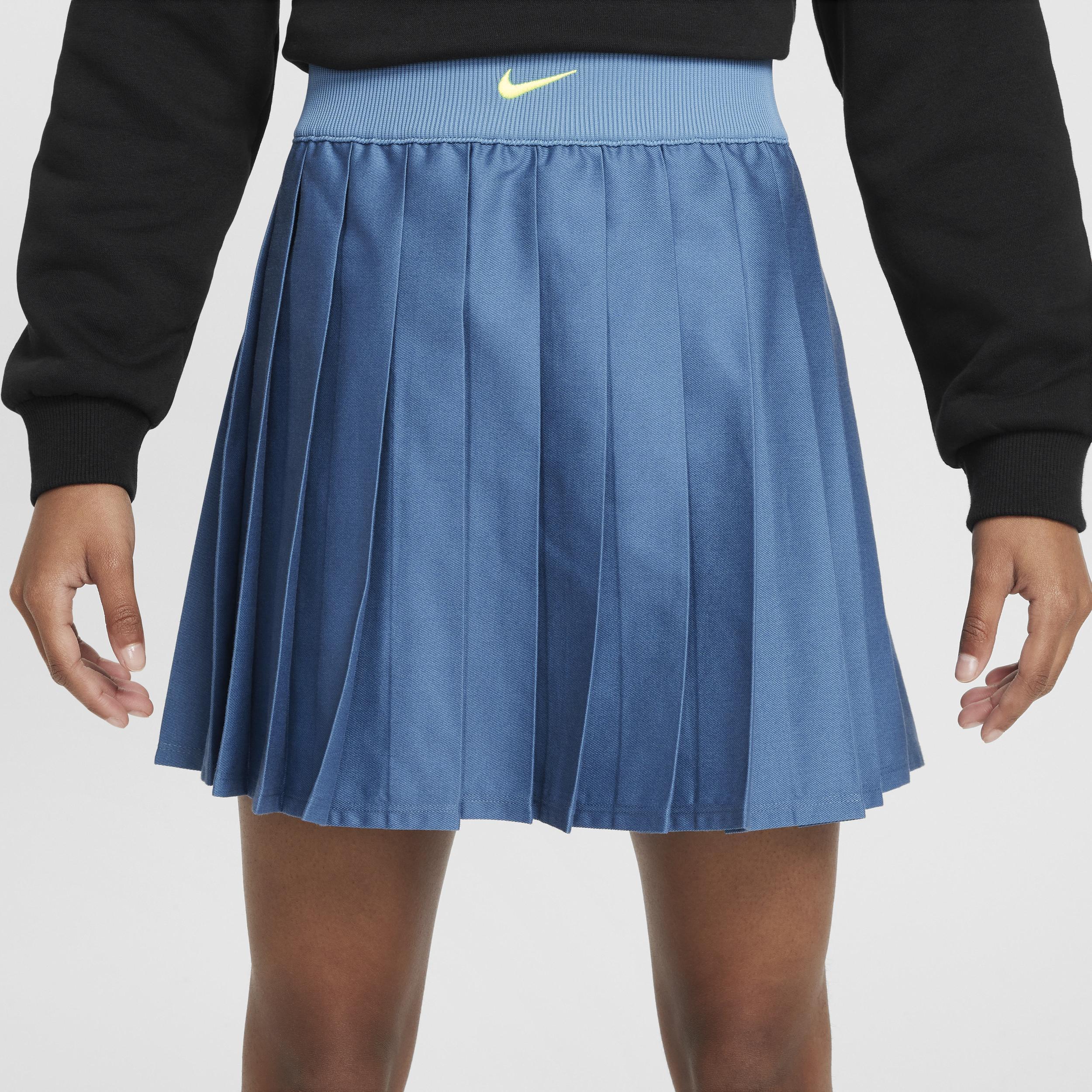 Nike Kids' Sportswear Pleated Skirt in Aegean Storm/Volt at Nordstrom, Size Xl Product Image