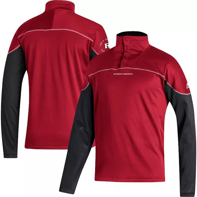 Men's adidas Scarlet Rutgers Scarlet Knights AEROREADY Knit Quarter-Snap Jacket, Size: Small, Red Product Image