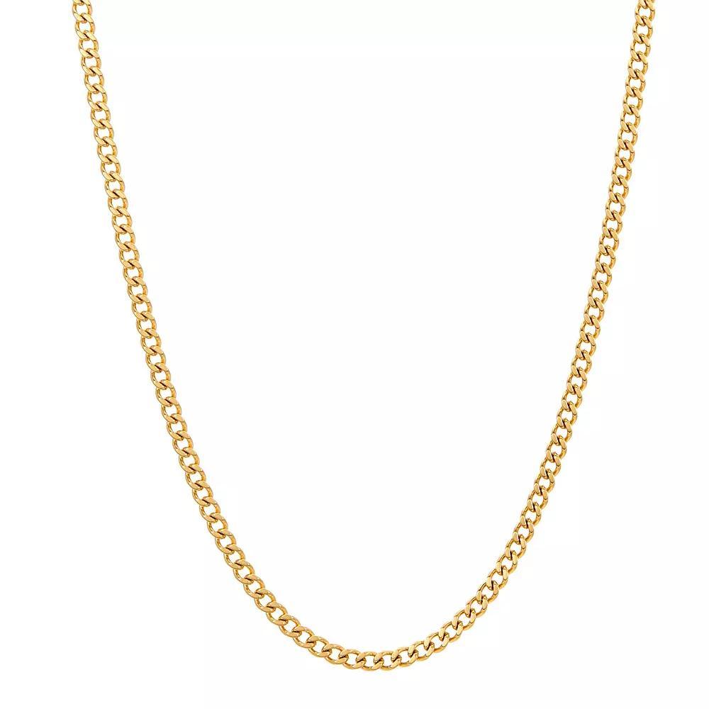 Adornia Stainless Steel 3 mm Cuban Curb Chain Necklace, Women's, Size: 24", Gold Tone Product Image