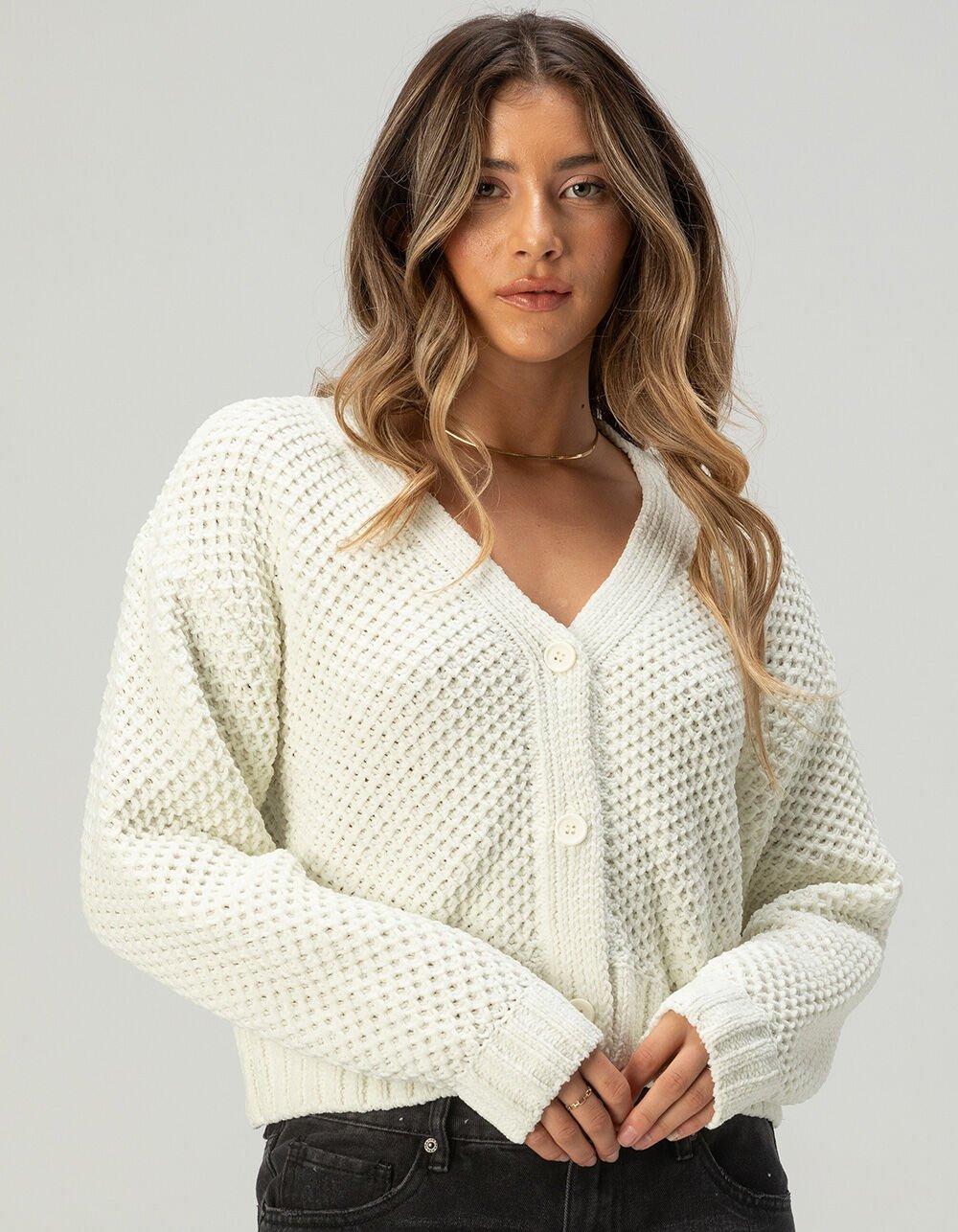 FULL TILT Chenille V-Neck Womens Cardigan - BLACK Product Image