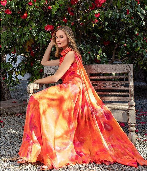 Muse by Marchesa Hibiscus One Shoulder Printed Organza Dress Product Image