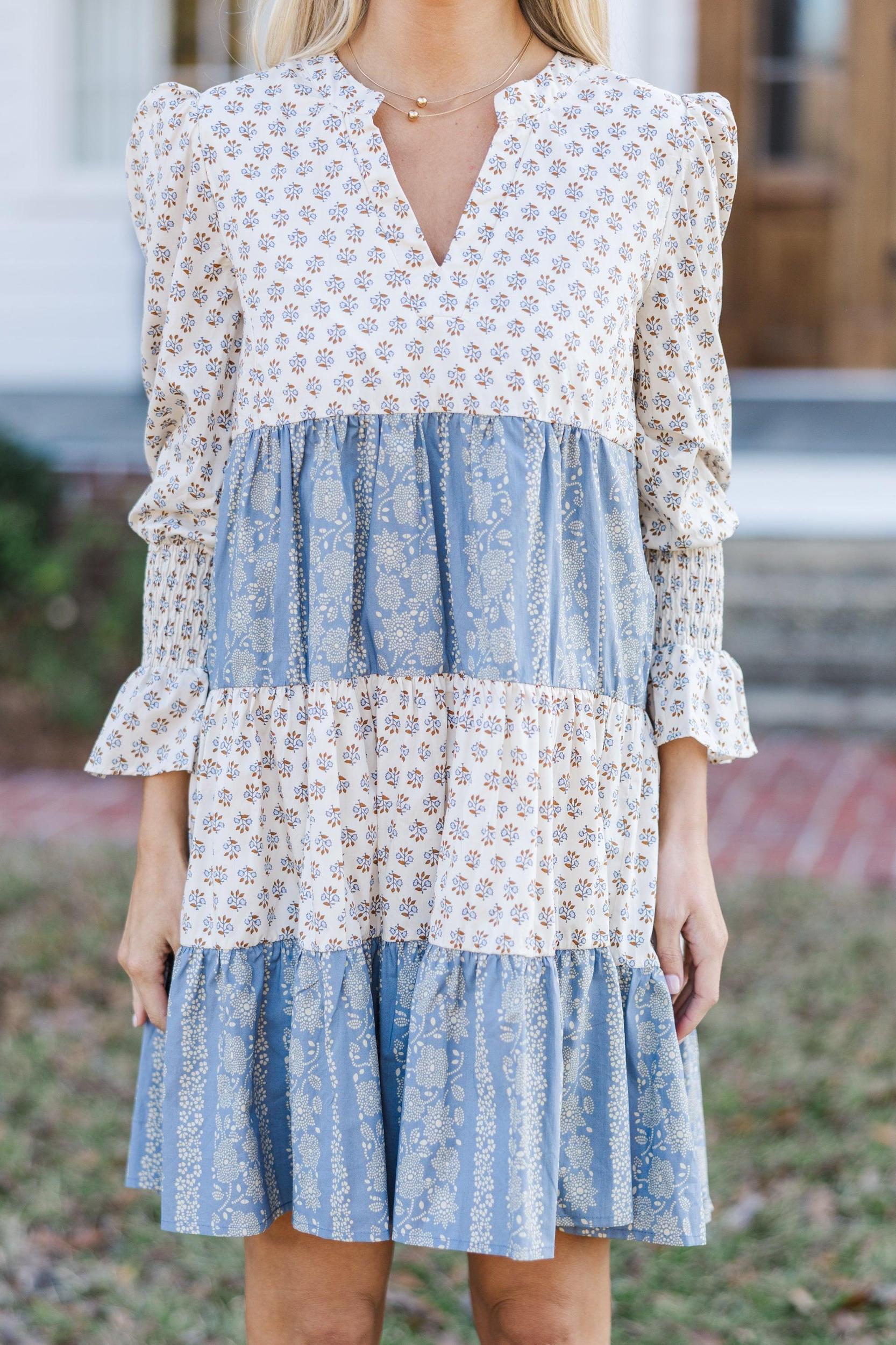 In Your Happy Place Brown Mixed Print Dress Female Product Image