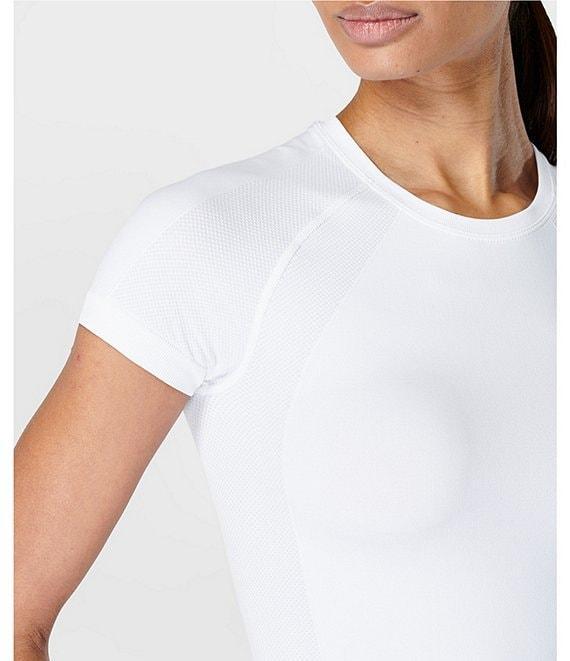 Sweaty Betty Athlete Seamless Crew Neck Short Sleeve Cropped Workout Tee Shirt Product Image