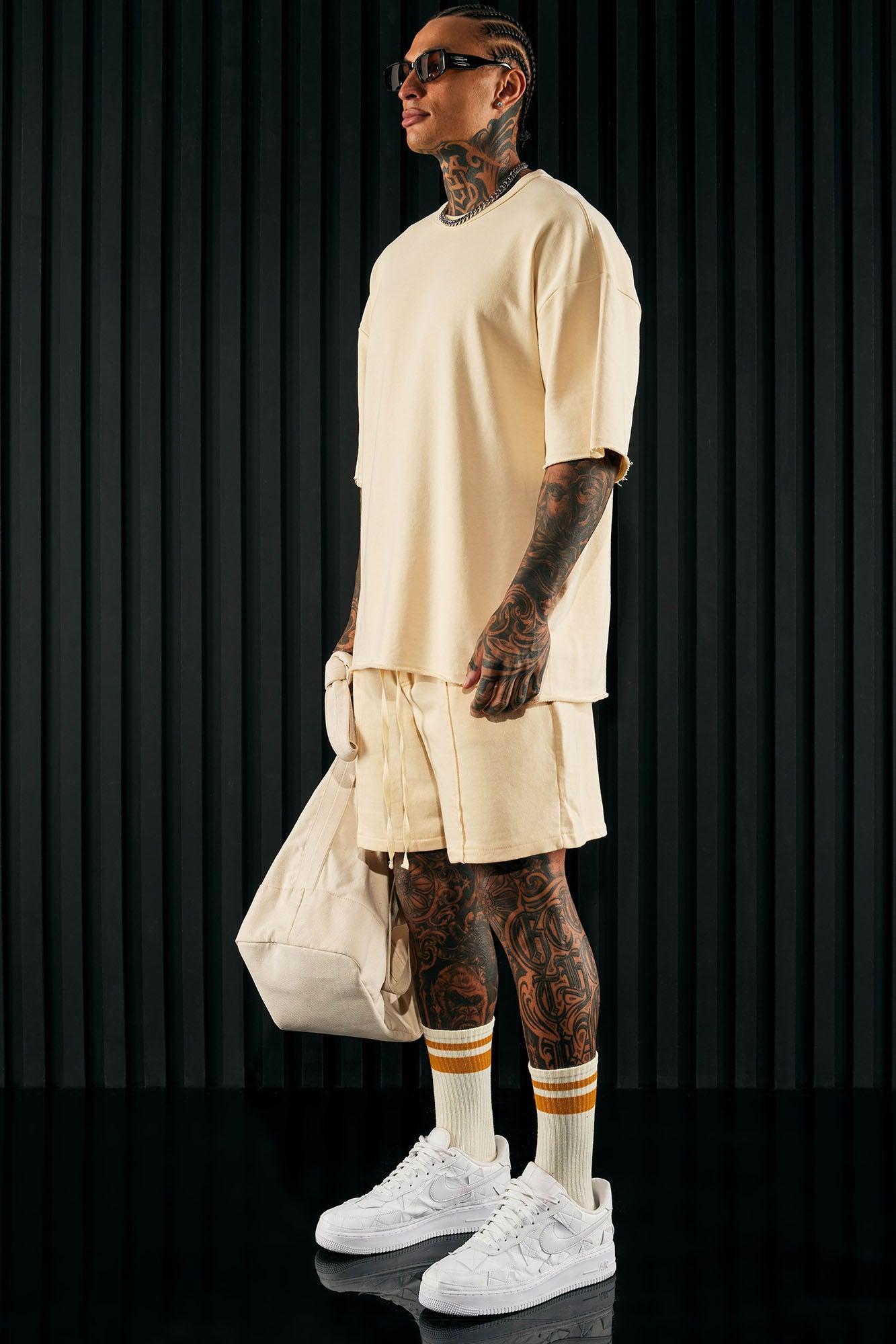 I Like How It Looks Terry Shorts - Cream Product Image