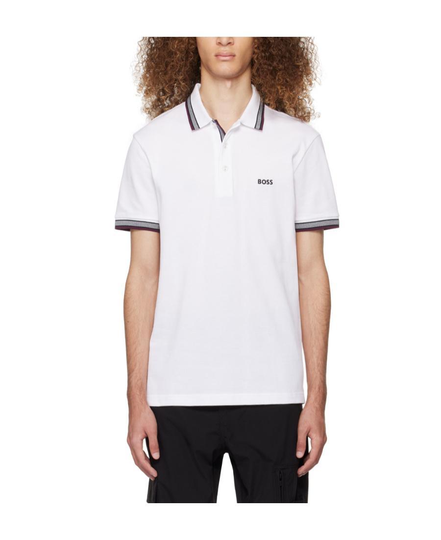 HUGO BOSS Embroidered-logo Cotton Polo Shirt In White Product Image