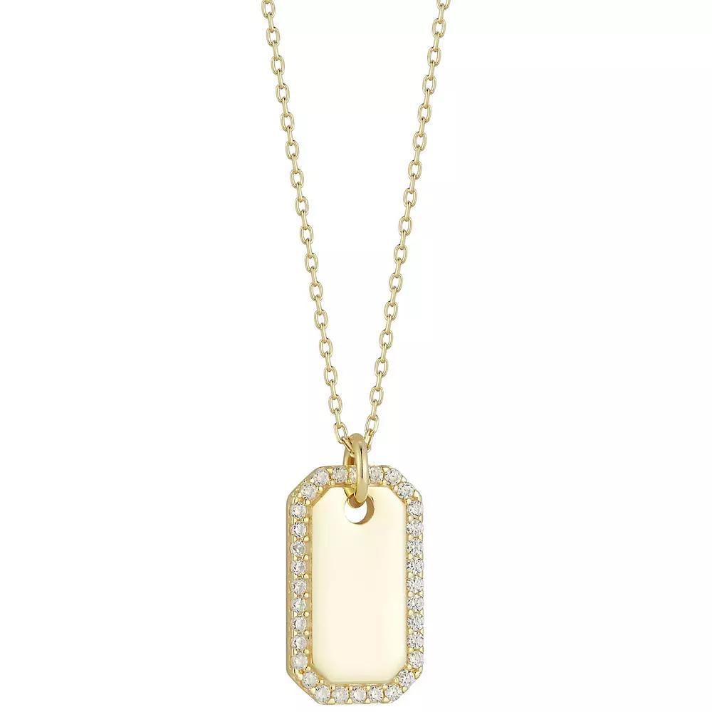 Sunkissed Sterling Cubic Zirconia Halo Tag Necklace, Women's, Size: 18", Gold Tone Product Image