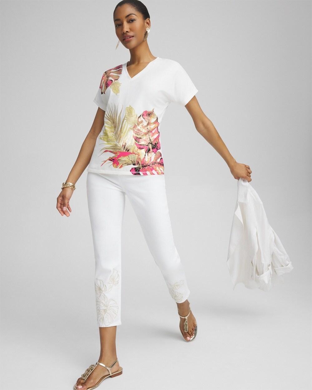 Dolman Foil Leaf Print Tee Product Image