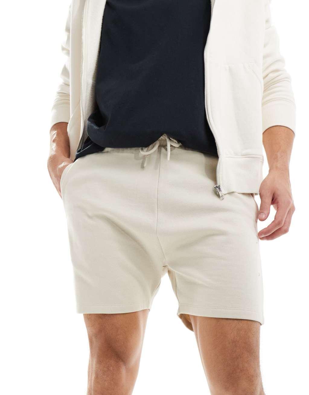 ASOS DESIGN skinny shorts in beige  Product Image