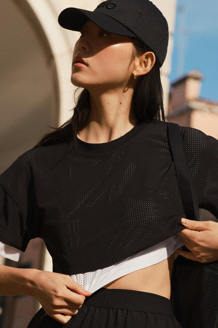 Mesh Cropped Mirage Tee - Black Female Product Image